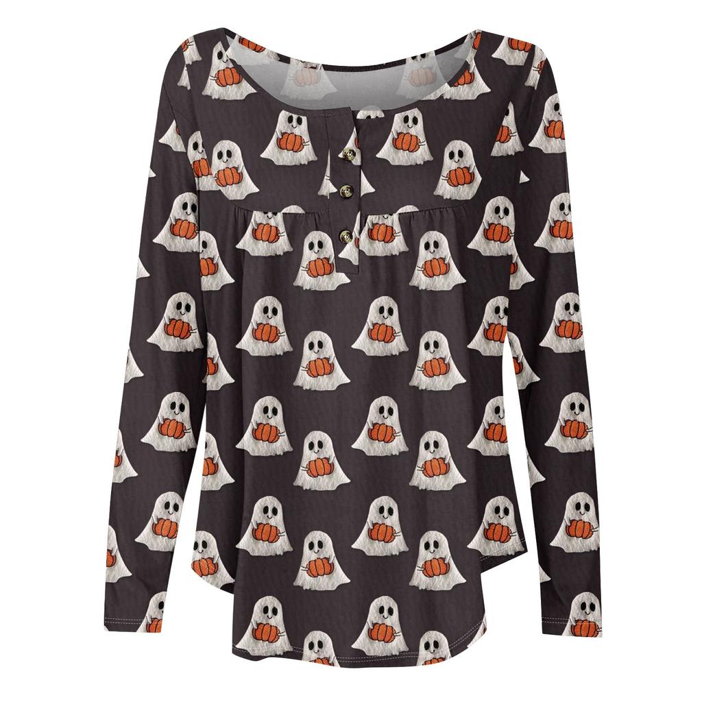 Женская туника с длинным рукавом, свободные топы, повседневные топы оверсайз, плиссированная туника, застегивающаяся на пуговицы, повседневные женские топы с принтом