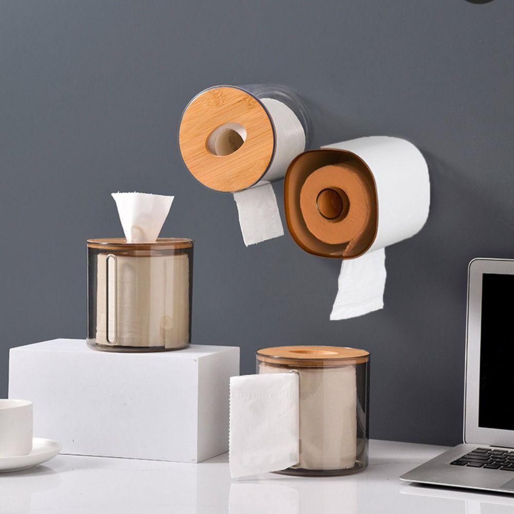 Круглая коробка для хранения салфеток Без сверления Коробка для салфеток Креативный держатель для туалетной бумаги Отель