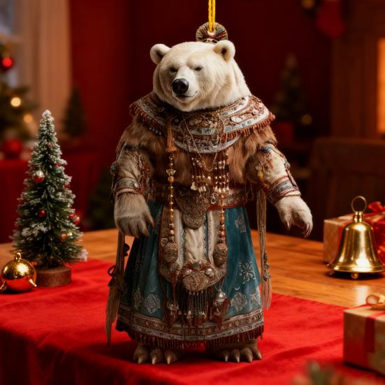 Милое и праздничное акриловое рождественское украшение в виде белого медведя в 2D для елки и домашнего декора