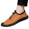 Летняя новая мужская кожаная обувь, обувь для ходьбы по воде, обувь на перфорированной поверхности, повседневная обувь, обувь на мягкой подошве, дышащая, для вождения