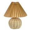 GOLWIS Pleated Shade Lamp, Social Media-friendly, Korean-inspired, Stylish Interior Design, Warm-colored LED Rattan Table Lamp, Korean Table Lamp,
