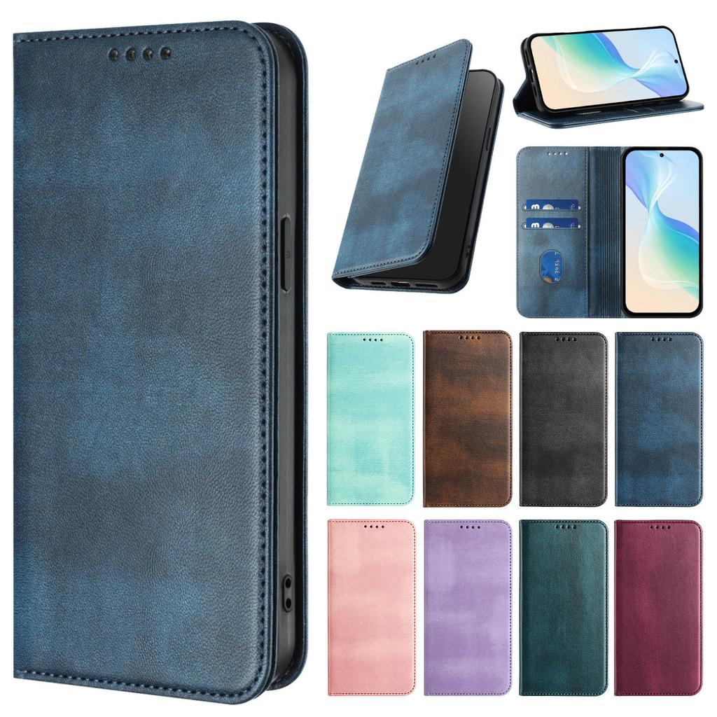 For TCL 505 503 502 501 408 406 405 403 306 305 303E 303 201 Luxury Retro Leather Magnetic 2 Visa Cards Holder Wallet Flip Cover