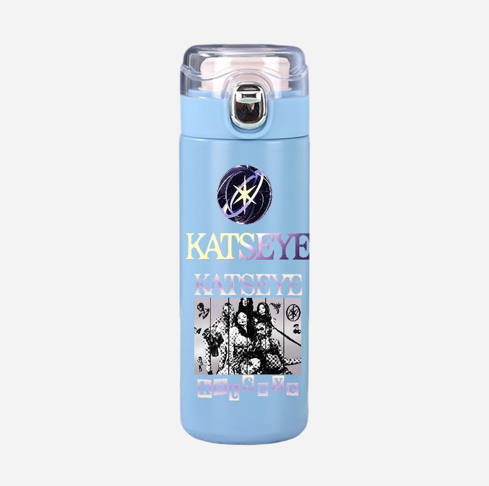 400Ml Water Bottle Anime Cartoon KATSEYE Printed Thermos Cup Portable Stainless Steel Outdoor Sports Water Cup Children Kid Gift
