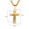 Men's Necklace Big Cross Pendant & Chain Mens Gold Color Stainless Steel Christian Necklaces Male Iced Out Bling Jewelry