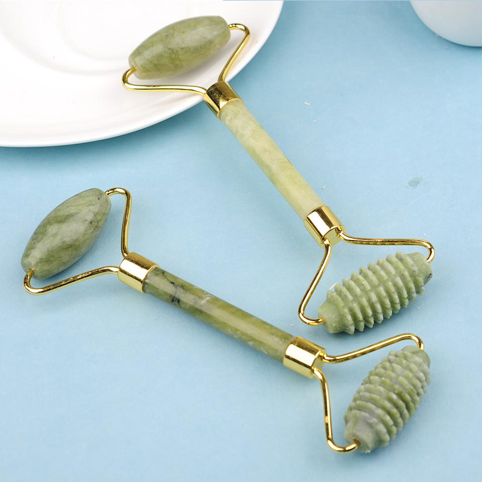 Massager For Face Lift Up Jade Stone Roller White Quartz Natural Crystal Stone Slimming Thin Chin Facial Skin Care Tool