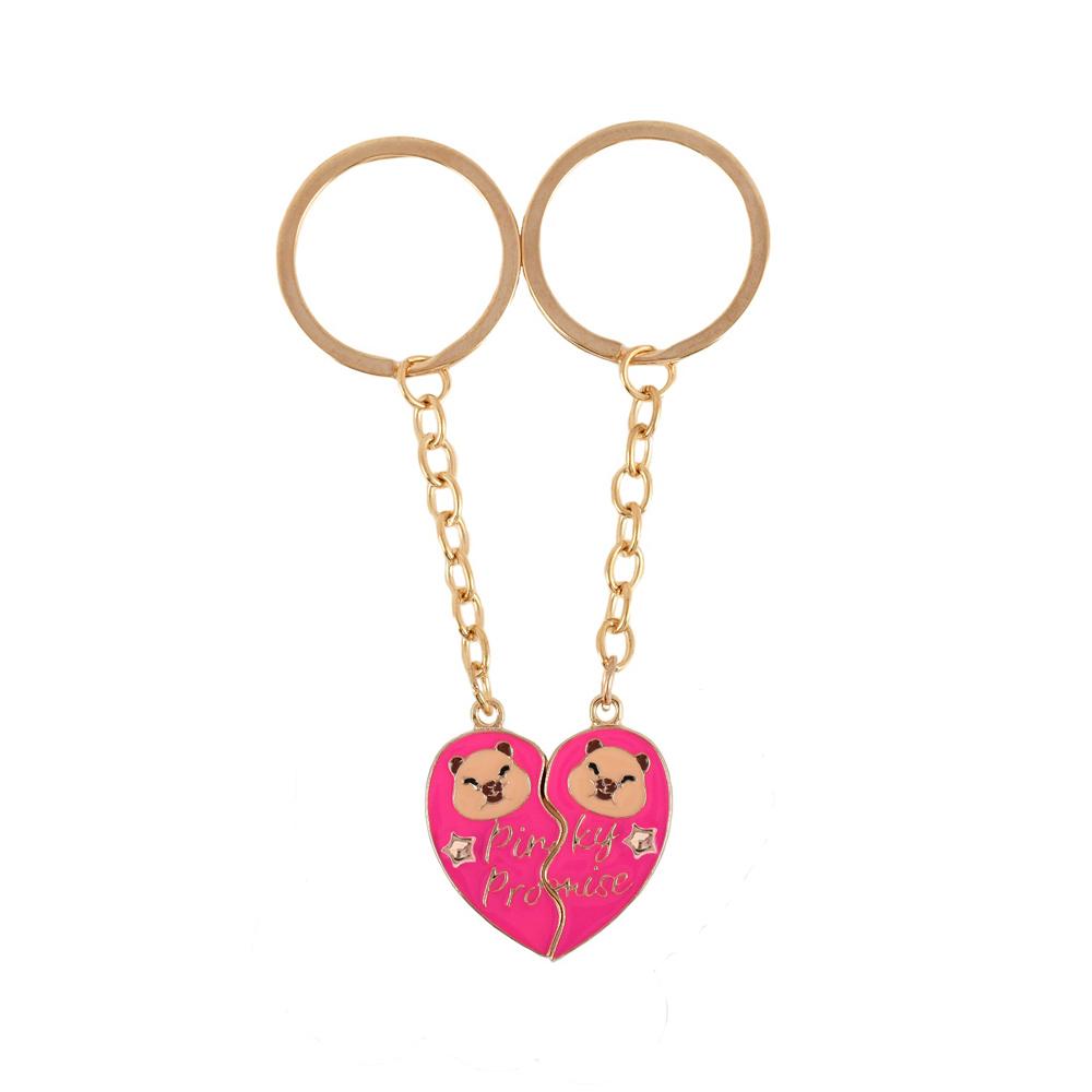 2Pcs/set Cute Kapibala Heart-shaped Stitching Best Friend Bestie Key Chain BFF Friendship Jewelry Gifts for Girls