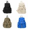 Lightweight Canvas Shoulder Bag Casual College Student Schoolbag Nylon Drawstring Backpack  Travel