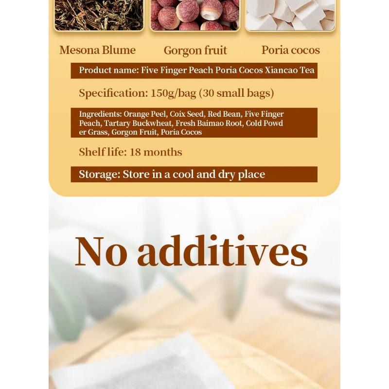 Чай Five Finger Peach Poria Cocos Xiancao Полезный травяной чай в пакетиках 150g/5.29oz