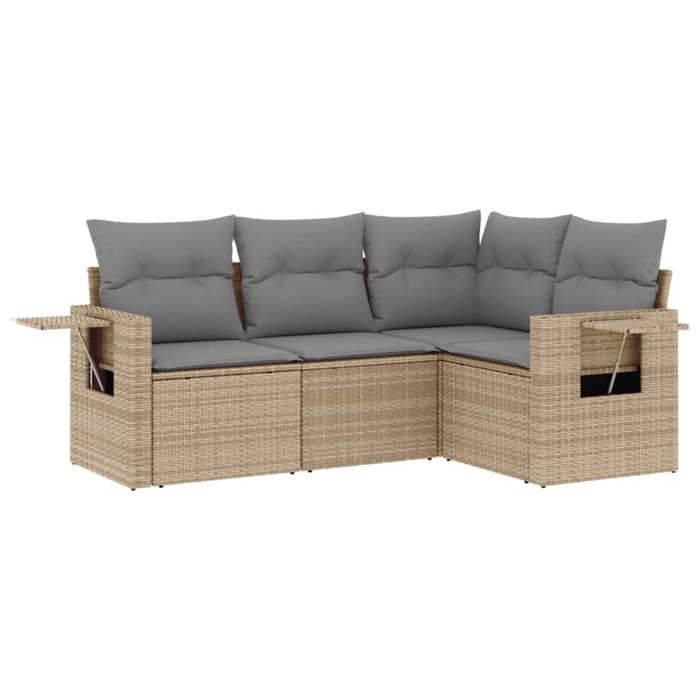 VidaXL Salon de Jardin avec Coussins 4 pcs, Canapés de Terrasse, Ensemble de Meubles de Patio, Mobilier d'Extérieur, Beige 3220108