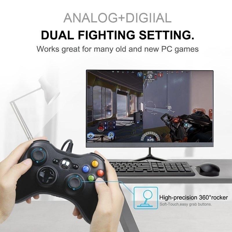 Для Xbox 360 Проводной игровой контроллер USB Проводной джойстик Геймпад для Microsoft Xbox 360 ПК Windows 7, 8, 10 с двойной вибрацией Турбо 1