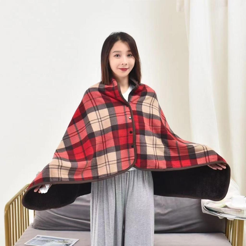 New Fall/Winter Blue Check Shoulder Wrap: Multifunctional, Extra Thick, Warm Shawl, Blanket, and Nap Cape.