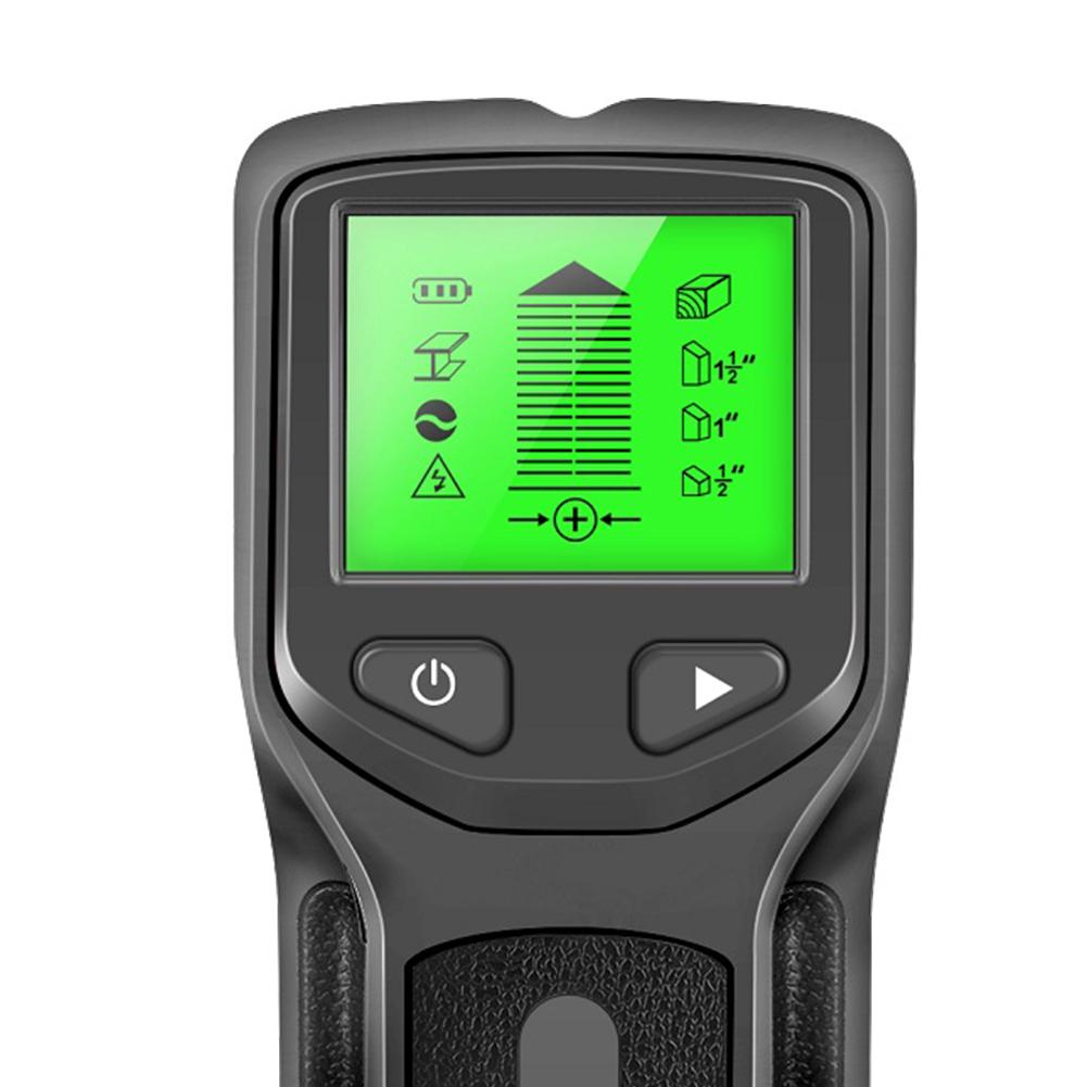 5 в 1 Датчик обнаружения стоек стены с подсветкой Дисплей Инструмент для обнаружения стоек Точный центр кромки Дерево Металл Обнаружение проводов под напряжением переменного тока