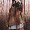 Women Chinese Style Print Floral Parkas O-Neck Long Sleeve Button Winter Coats Plus Cotton Warm Parkas