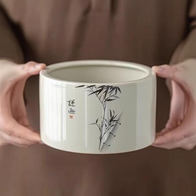 Чернила из пепла растений Бамбуковая чаша для мытья чая Керамический бытовой таз для воды Кабинет Чашка для мытья кистей Таз Емкость для чайной заварки Чайный набор для кунг-фу Чайная церемония Нулевое соответствие