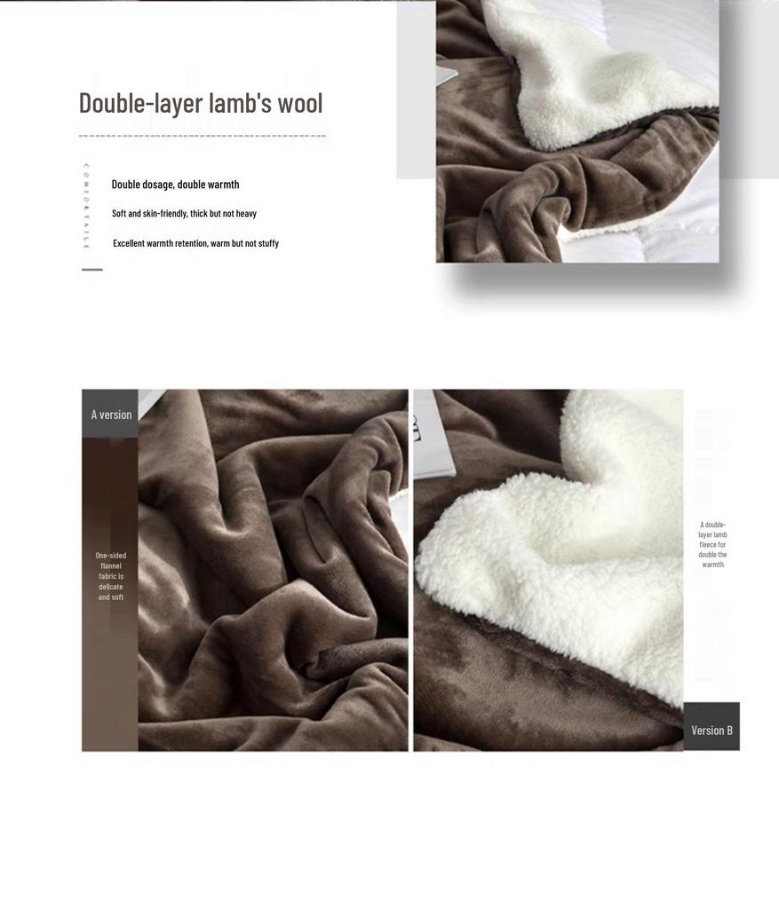 Двухслойное одеяло Xianci из натуральной шерсти ягненка и кораллового флиса для дивана и офиса