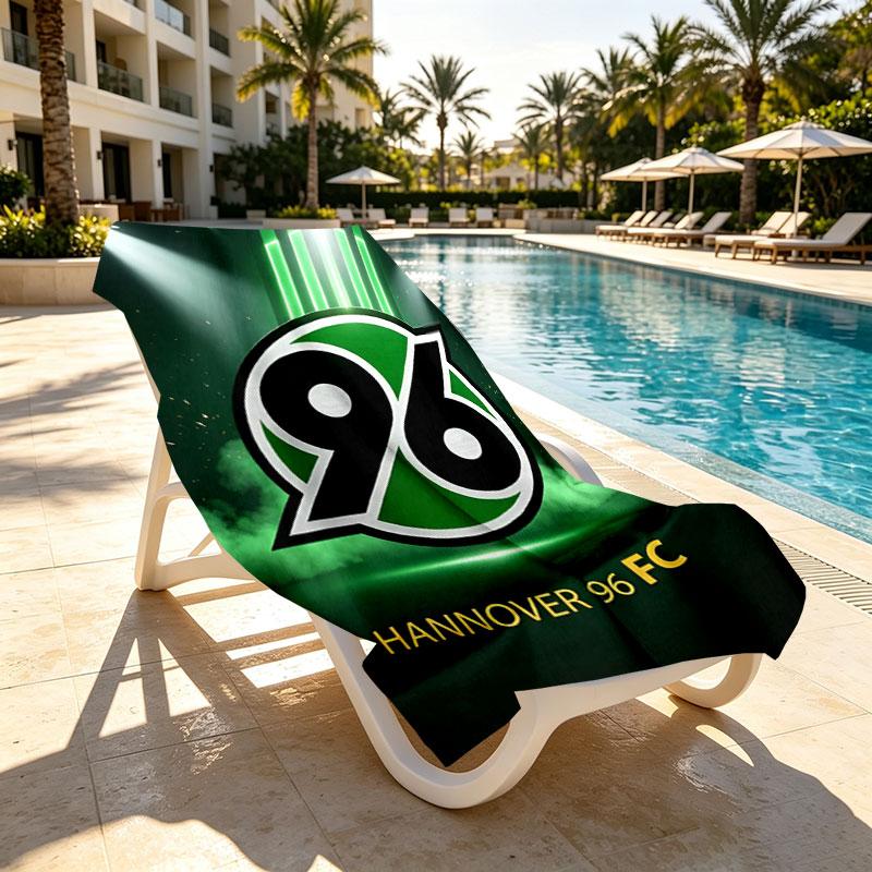 Hannover 96 Football Print Beach Towel Design, Soft, Lightweight. for Home Bathroom, Spa, Pool, Yoga, Surfing, Camping, Gift for Family, Friend