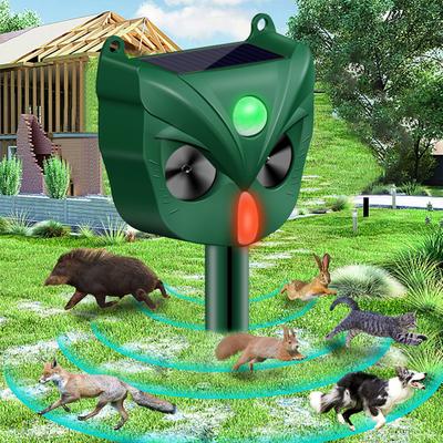 Солнечная/USB-зарядка отпугиватель животных, эффективный, погодостойкий, звуковой и световой сигнал для сада, двора, фермы