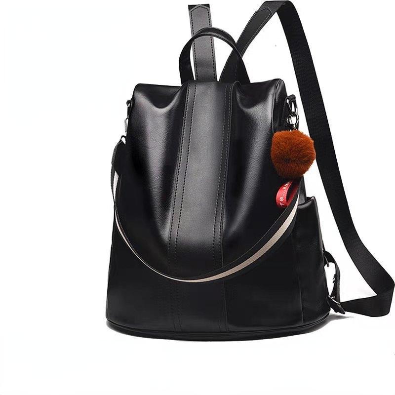Soft Leather Backpack Women's Anti-theft Schoolbag Lightweight Shoulder Bag Satchel Handbag Travel Daily and Shopping Bag