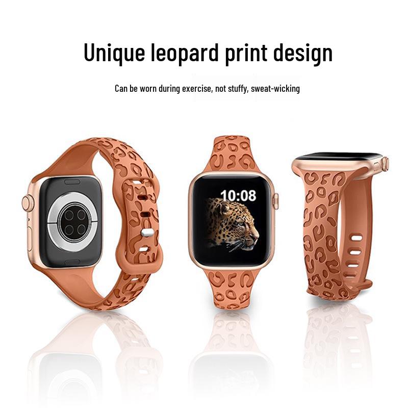 Высококачественный тонкий силиконовый ремешок с леопардовым принтом для Apple Watch (Apple Watch Series 11)