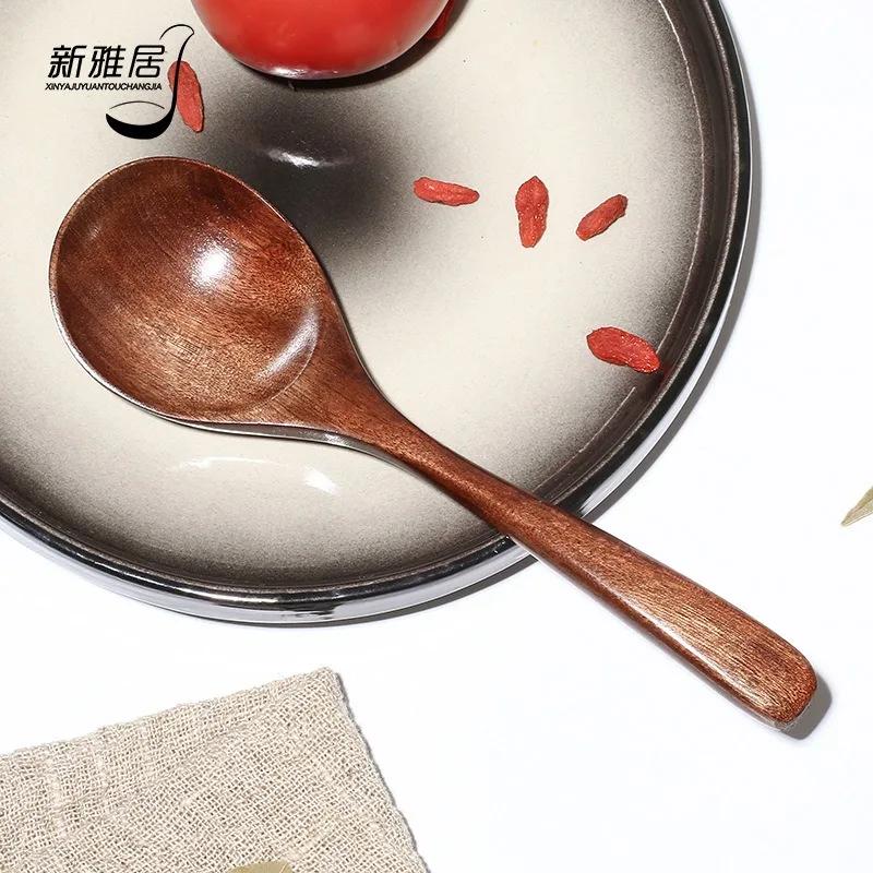 Новая деревянная ложка для рамена с длинной ручкой, японская кухонная утварь, посуда, сервировочные столовые ложки, домашний большой половник для супа