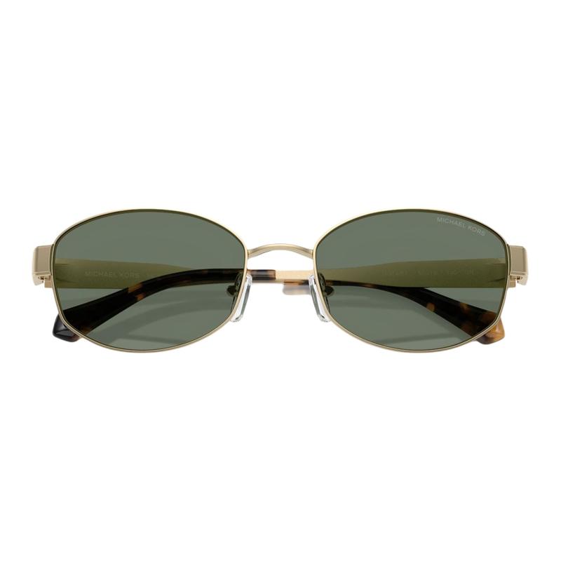 MICHAEL KORS Sculpted Temples Metal Oval Sunglasses Women's Gold