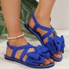 Women's Flat Sandals 2025 New Summer Beach Sandals Outdoor Lightweight Walking Flat Sandals for Women Bow Elastic Casual Sandal