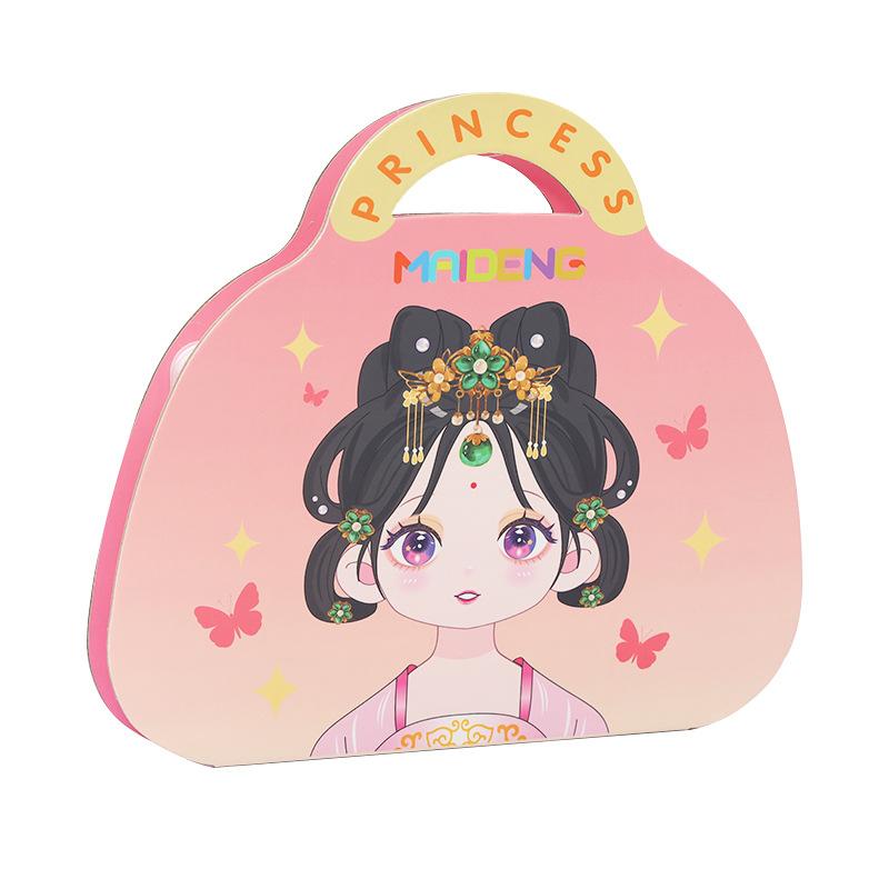 DIY Princess Makeup Bag, Girl Princess Diamond Sticker, Quiet Book Handmade Beauty Dress Toy