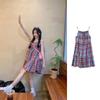 Korean Rainbow Plaid Suspender Dress - Women's Summer Sweet Loose Fit