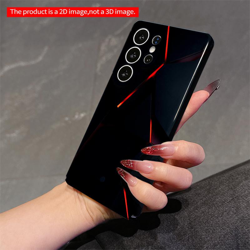 2DFlat Samsung phone case Red-Lit Geometric Fragment Design Applicable to Galaxy S22 S23 S24 S25ULTRA S26 A12 A13 A14 A15 A16