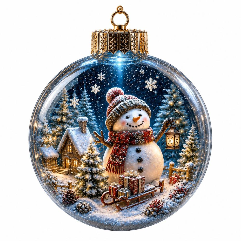 LED Lighted Glowing Christmas Scene Ball Ornament Christmas Spherical Pendant Xmas Gift