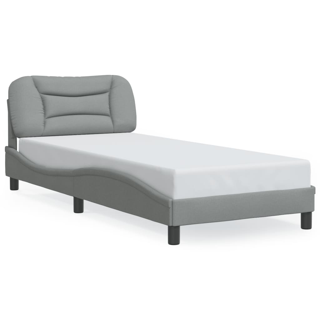 Vidaxl Rama Łóżka Z Led Bez Materaca Jasnoszara 90X200 Cm Tkanina