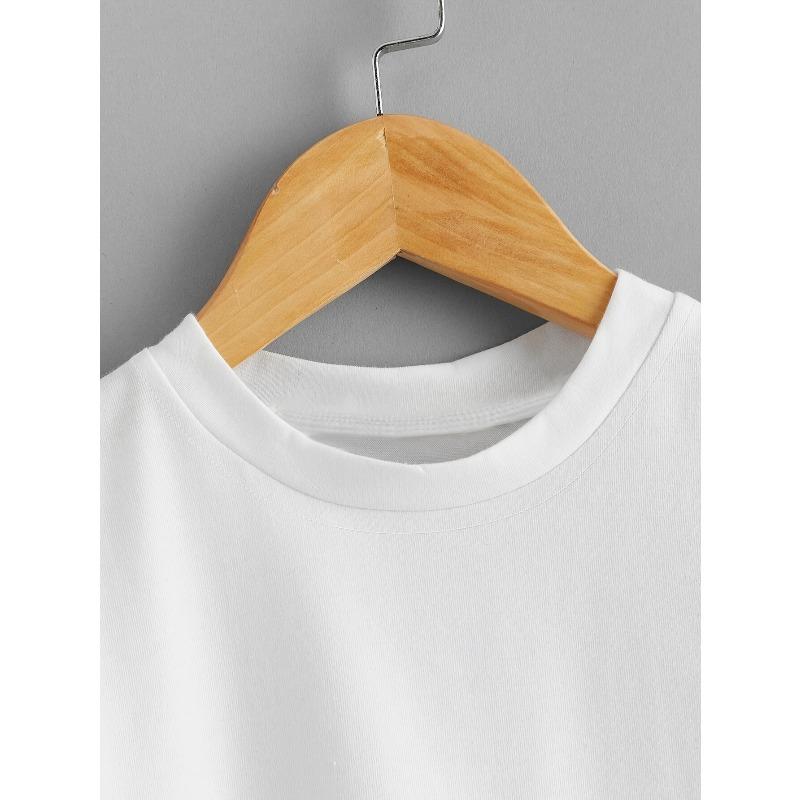 Kids Summer Crew Neck Short Sleeve T-Shirt With Letter Graphic Print
