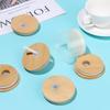 Storage Bottles Silicone Seal Ring Wide Mouth Cup Mason Jar Lid With Straw Hole Bamboo Wood Lids