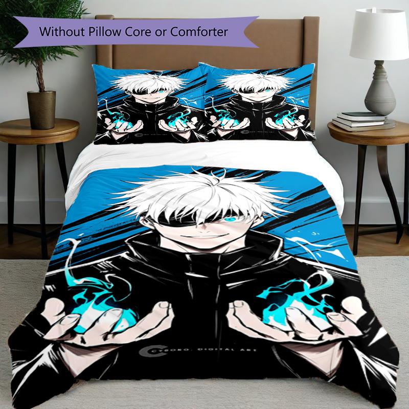 3pcs Duvet Cover Set (1*Duvet Cover + 2*Pillowcase, Without Core), Jujutsu Kaisen Print Bedding Set, Bedroom Decor, All‑Season, Birthday Gift