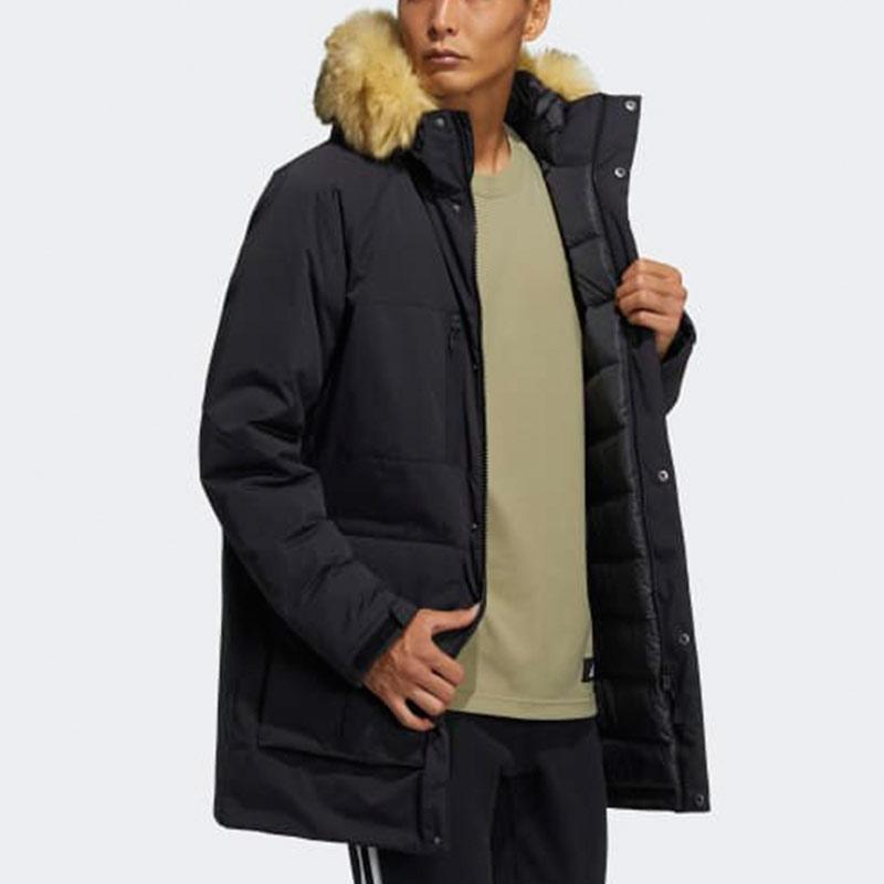 adidas Пуховики Мужские Черные С Капюшоном Умеренные Другие H20761