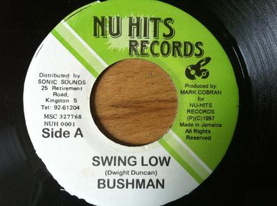 7-дюймовая пластинка BUSHMAN - Swing Low NONE Nu Hits Records Ямайка Регги, Ска и Даб Б/у