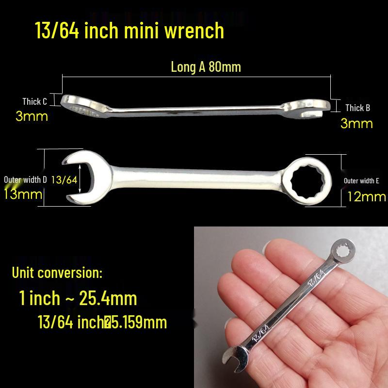 Мини Набор Метрических и Дюймовых Гаечных Ключей 4-11 мм Накидные/Рожковые