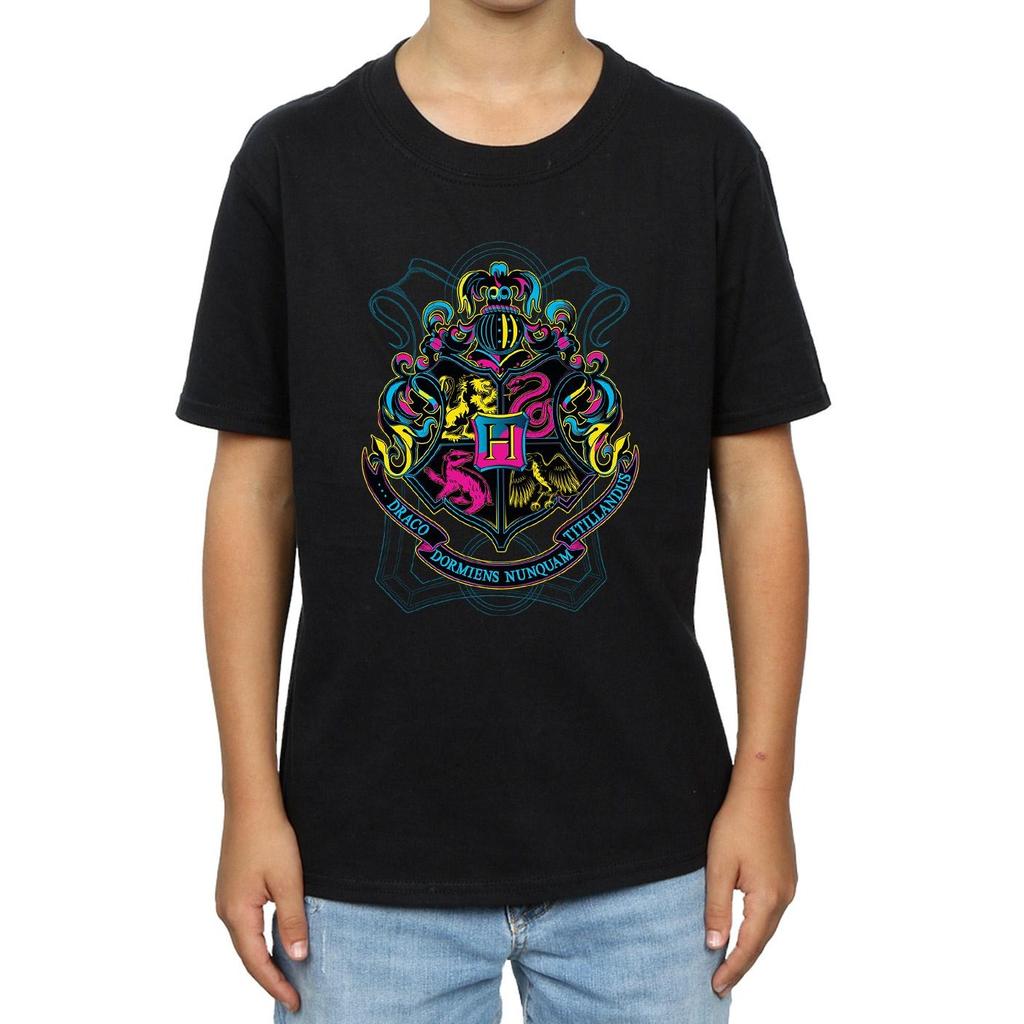 HARRY POTTER Неоновая футболка с гербом Хогвартса для мальчиков