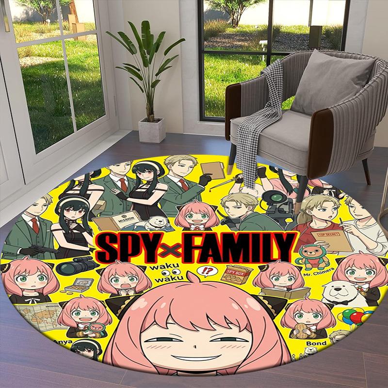 Spyxfamily Round Area Rug Carpet Rug For Living Room Bedroom Sofa Playroom Decor Nonslip Floor Mat