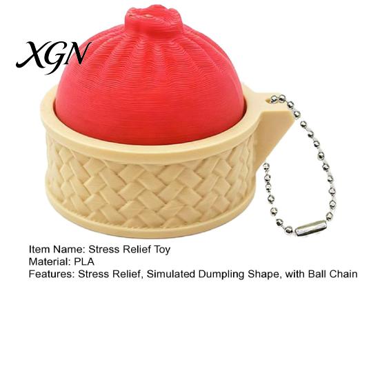 Portable Anxiety Reducer 3D Printed Dumpling Fidget Toy Decompression Steamed Bun with Ball Travel-friendly Keychain Chain Home Office