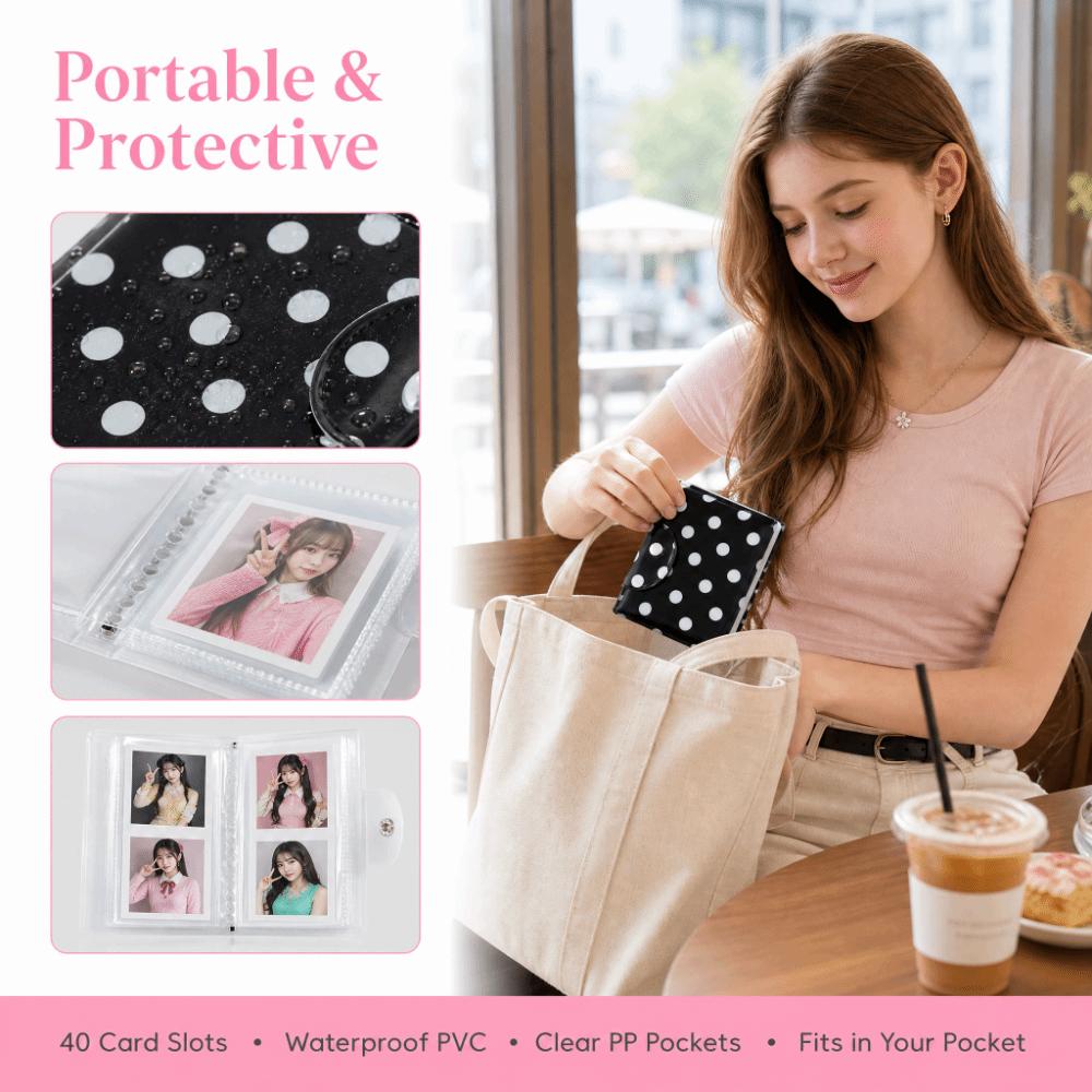 Polka Dot Photocard Binder 40 Slots Idol Picture Storage Book Portable Photo Album