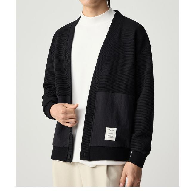 Простой стиль осенний мужской вязаный кардиган для молодежи мужской корейский стиль универсальный осенне-зимний пара серый с отложным воротником свитер пальто