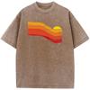 Retro Sunset Washed T-Shirt Summer Loose Bleached Tshirt Cotton O-Neck Short Sleeve Bleach Tops Tee
