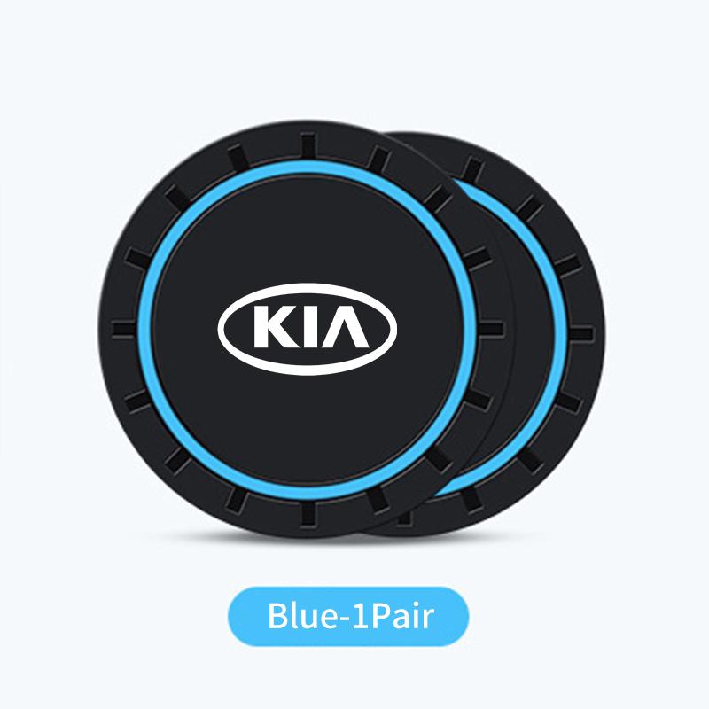 AABIU1 2pcs Car Silicone Coasters Water Cup Pads Non-Slip Mats For KIA K5 K2 Rio Optima Sportage Ceed Soul Picanto Venga Forte Stonic