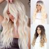 Синтетический светлый парик с челкой, длинный вьющийся волнистый парик с термостойкими париками для женщин, повседневное использование для вечеринок