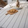 Cotton Linen Table Cloths Boho Farmhouse Heavy Fabric Table Cover Burlap Striped Washable Table Top For Kitchen Picnic Rectangle