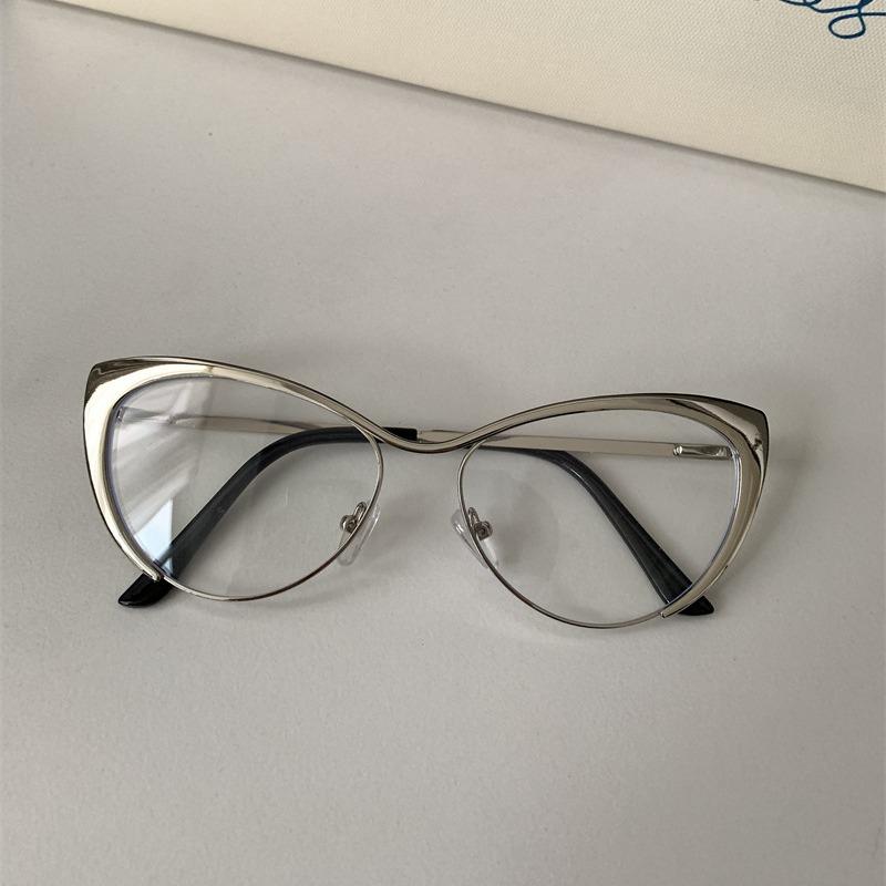 Men Women New Retro Cat Eye Myopia Glasses Fashion Design Metal Frames Luxury High Definition Blue Light Blocking Myopia Glasses
