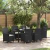VidaXL 7-Piece Garden Dining Set with Cushions Black Poly Rattan 3381069