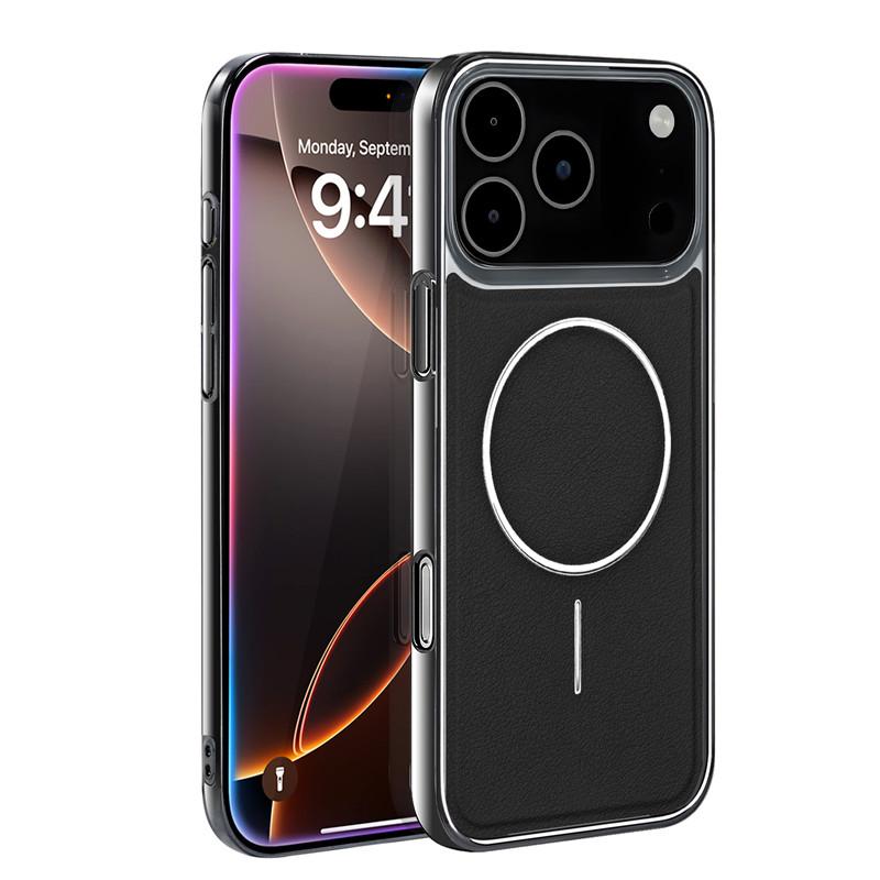 Коричневый кожаный чехол для телефона с магнитной зарядкой для iPhone 17 12 13 14 15 16 Pro Max Air, роскошное покрытие, ультратонкий, противоударный чехол