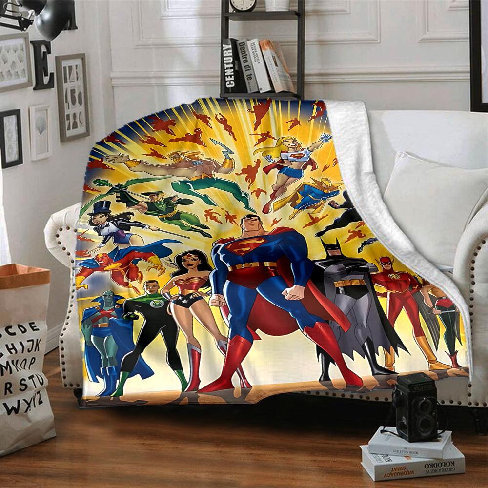 1pc Superheroes Justice Flannel Throw Blanket - Lightweight Soft Warm All-Season Blanket for Sofa, Bed, Travel, Camping L1029061